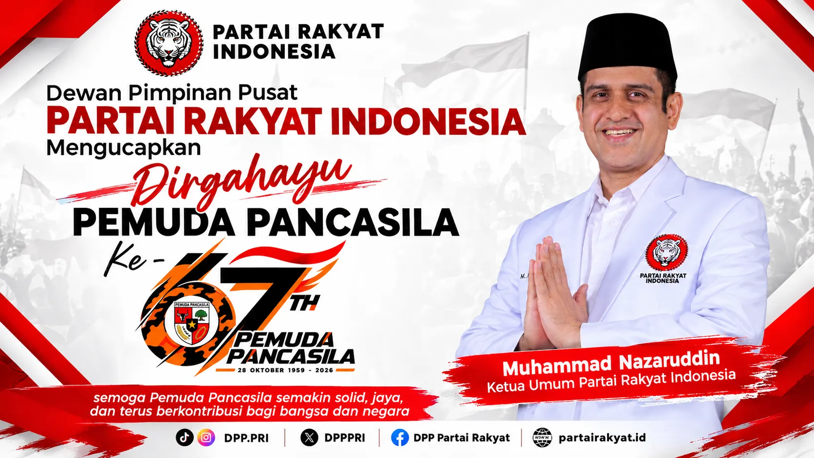 DPP Partai Rakyat Indonesia Ucapkan Selamat HUT ke-67 Pemuda Pancasila, Dorong Kontribusi Nyata bagi Bangsa
